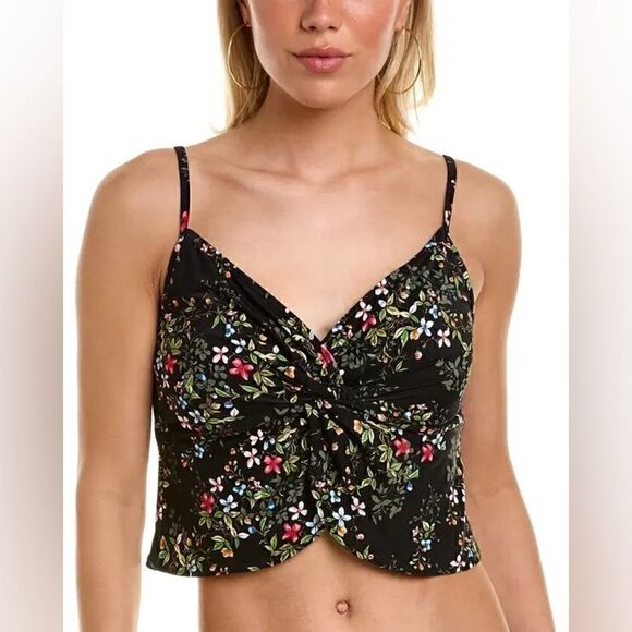 VINCE CAMUTO Women's Knotted Cropped Tankini Top, swimsuit black size S,… - Picture 1 of 12